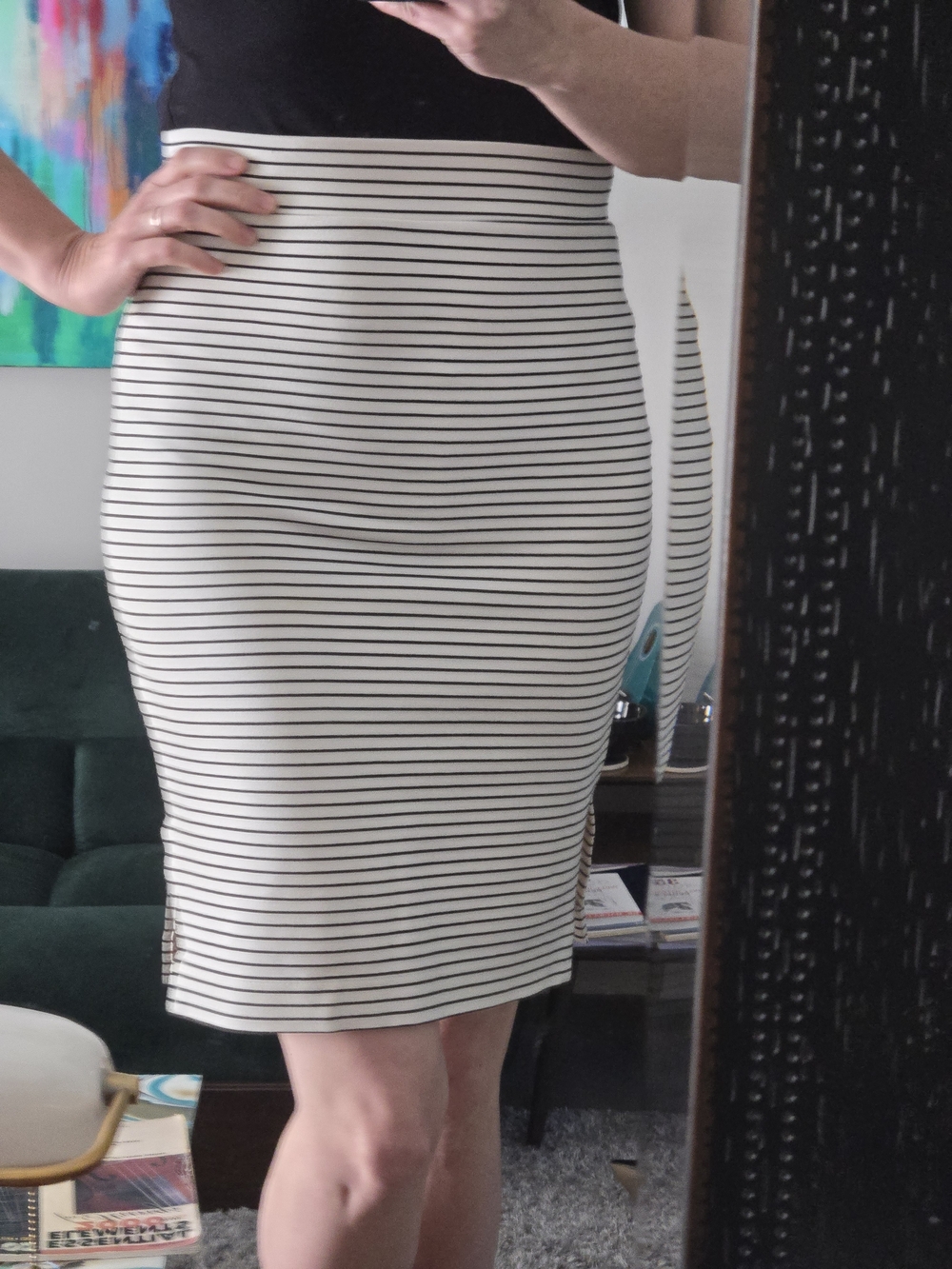 Ann Taylor Factory Black and White Striped Pencil Skirt
